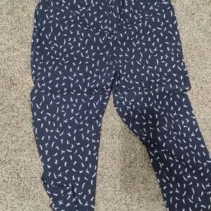 Navy Blue Bird Print Pants